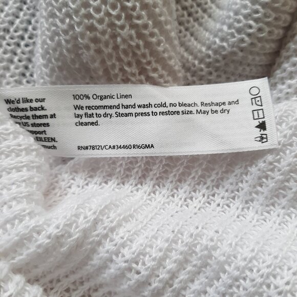 Eileen Fisher White Organic Linen V-Neck Open Knit Tunic Sweater XL - Picture 6 of 6